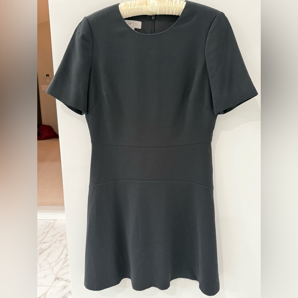 Hobbs Brand Black Fit And Flare Drop Waist Dress